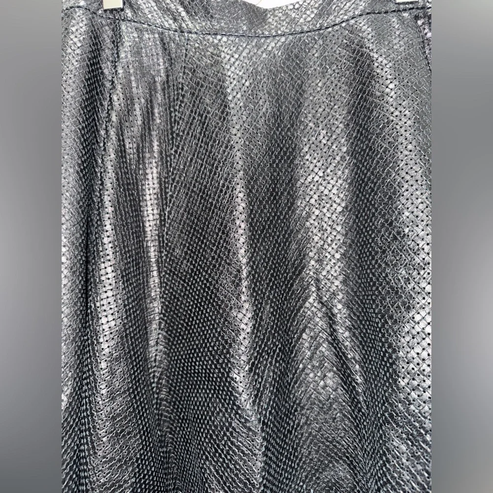 NWT Alice + Olivia Black Blaise Perforated Leather Lambskin Skirt 12